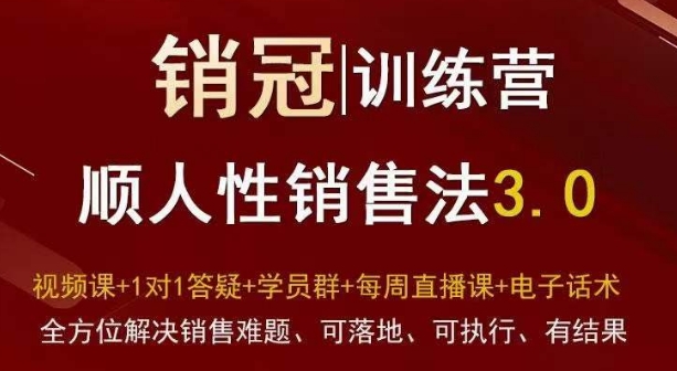 爆款！销冠训练营3.0之顺人性销售法，全方位解决销售难题、可落地、可执行、有结果-中赚微课堂-木木源码网