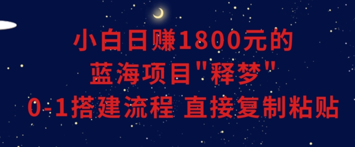 小白能日赚1800元的蓝海项目”释梦”0-1搭建流程可直接复制粘贴长期做【揭秘】-中赚微课堂-木木源码网