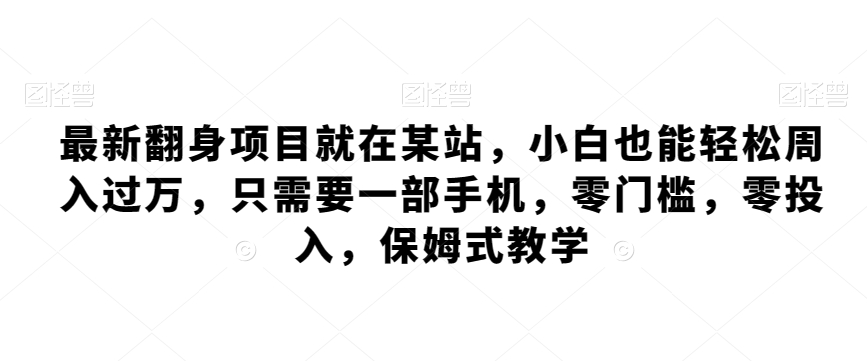 最新翻身项目就在某站，小白也能轻松周入过万，只需要一部手机，零门槛，零投入，保姆式教学-中赚微课堂-木木源码网