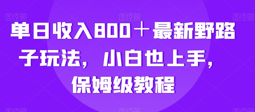 单日收入800＋最新野路子玩法，小白也上手，保姆级教程-中赚微课堂-木木源码网