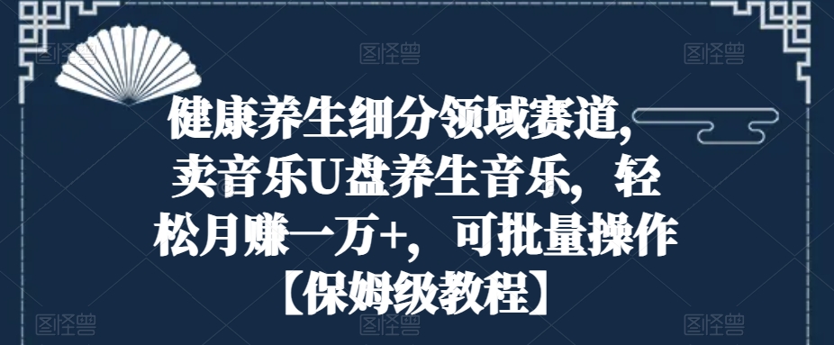 健康养生细分领域赛道，卖音乐U盘养生音乐，轻松月赚一万+，可批量操作【保姆级教程】-中赚微课堂-木木源码网