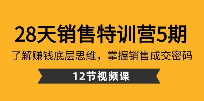 28天市场销售夏令营5期：掌握挣钱思维模式，把握销售成交登陆密码（12堂课）-木木源码网