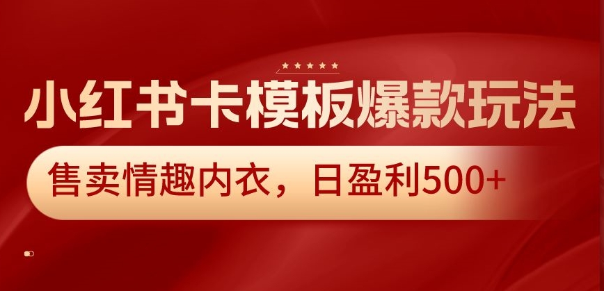 小红书卡模板爆款玩法，售卖情趣内衣，日盈利500+【揭秘】-中赚微课堂-木木源码网