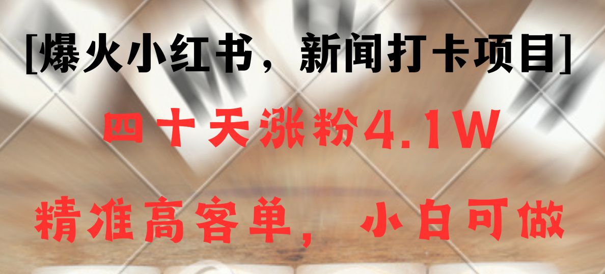 新闻报道打卡签到新项目，小红书的40天增粉4.1w，高客单精准粉，变现力极强-木木源码网