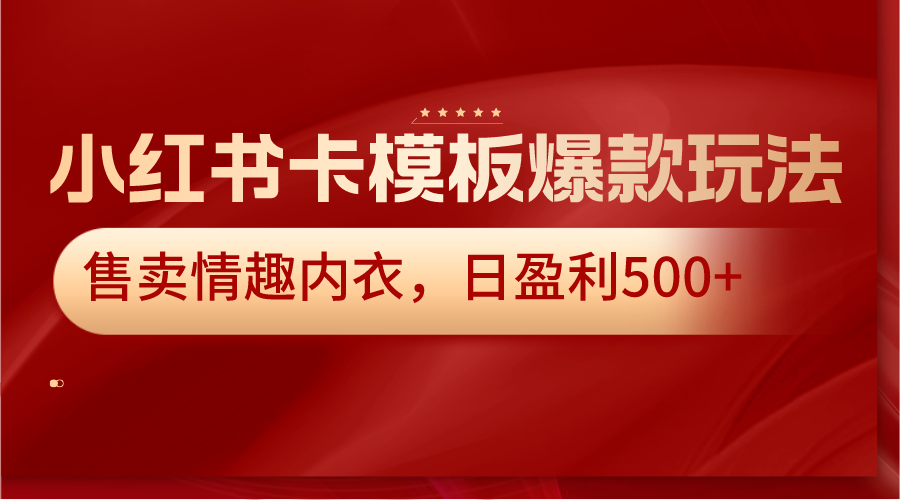 小红书的卡模版爆品游戏玩法，出售情趣睡衣，日赢利500-木木源码网