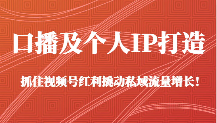 口播文案和个人IP打造出，把握住微信视频号收益撬起私域流量池提高！（45堂课）-木木源码网