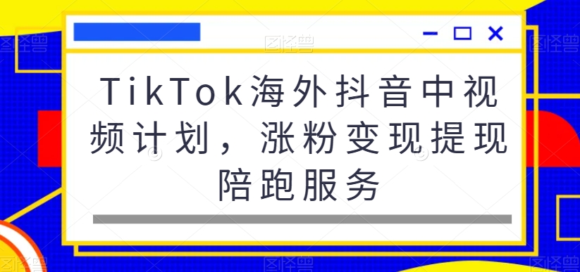 TikTok海外抖音中视频计划，涨粉变现提现陪跑服务-中赚微课堂-木木源码网