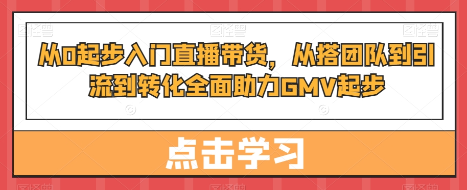 从0起步入门直播带货，​从搭团队到引流到转化全面助力GMV起步-中赚微课堂-木木源码网