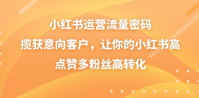 （8764期）小红书运营流量密码，揽获意向客户，让你的小红书高点赞多粉丝高转化-木木源码网