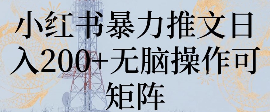 小红书暴力推文日入200+无脑操作可矩阵【揭秘】-中赚微课堂-木木源码网