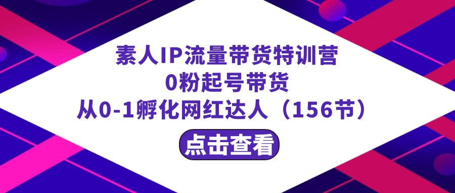 （8776期）繁星·计划素人IP流量带货特训营：0粉起号带货 从0-1孵化网红达人（156节）-木木源码网