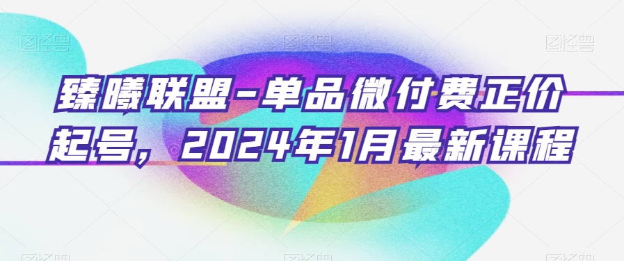 臻曦联盟-单品微付费正价起号，2024年1月最新课程-中赚微课堂-木木源码网