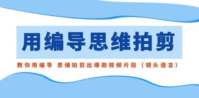 （8785期）用编导的思维拍剪，教你用编导 思维拍剪出爆款视频片段（镜头语言）-木木源码网