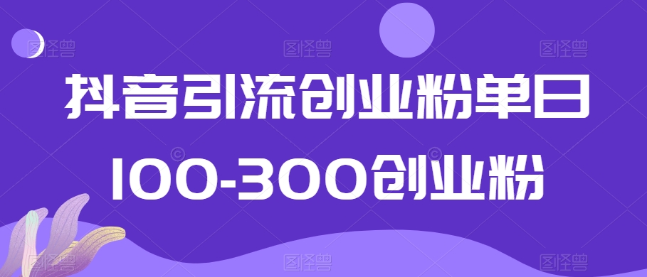 抖音引流创业粉单日100-300创业粉【揭秘】-中赚微课堂-木木源码网