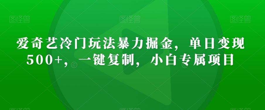 爱奇艺冷门玩法暴力掘金，单日变现500+，一键复制，小白专属项目-中赚微课堂-木木源码网