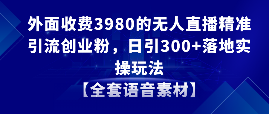 （8830期）无人直播精准引流创业粉，日引300+落地实操玩法【全套语音素材】-木木源码网