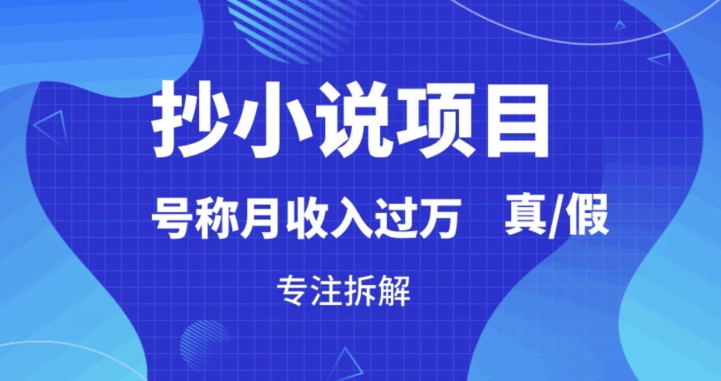 “抄小说”真的赚钱吗，到底能不能做，暴力拆解-中赚微课堂-木木源码网