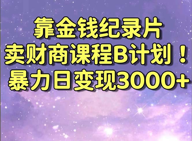 （8944期）靠金钱纪录片卖财商课程B计划！暴力日变现3000+，喂饭式干货教程！-木木源码网