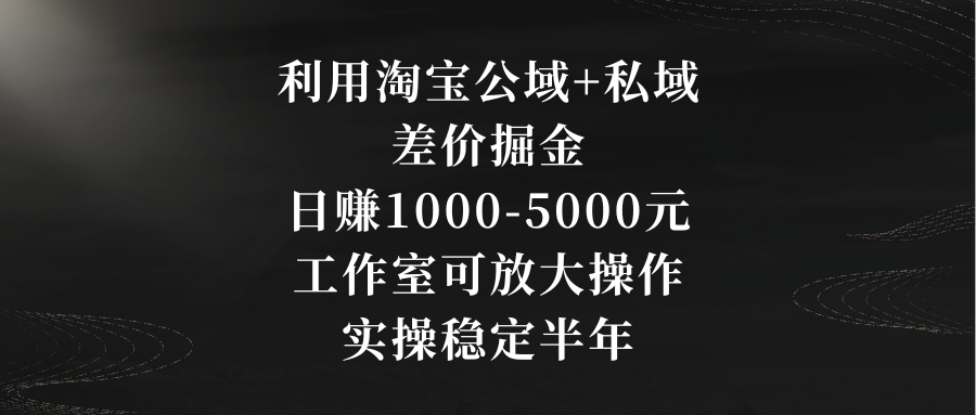 （8952期）利用淘宝公域+私域差价掘金，日赚1000-5000元，工作室可放大操作，实操…-木木源码网