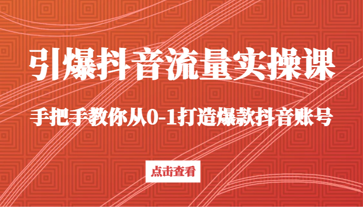 点爆短视频流量实操课，教你如何从0-1推出爆款抖音帐号（27堂课）-木木源码网