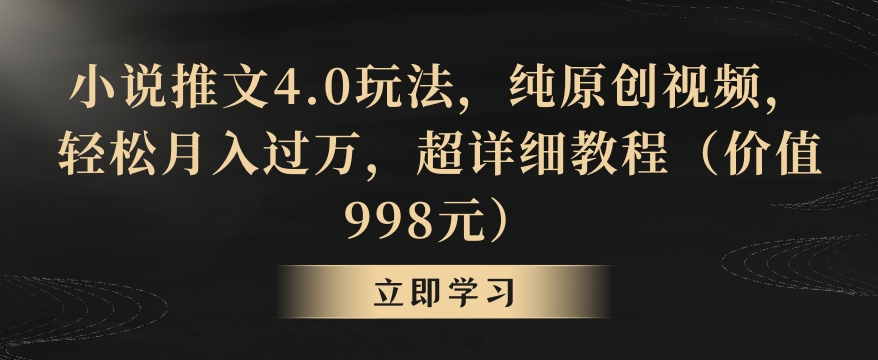 小说推文4.0玩法，纯原创视频，轻松月入过万，超详细教程（价值998元）【揭秘】-中赚微课堂-木木源码网