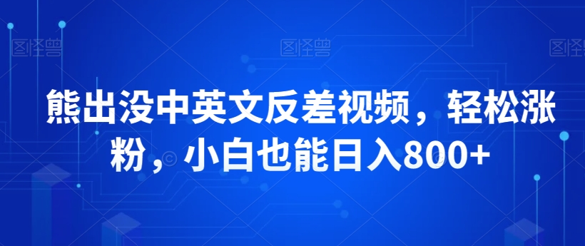 熊出没中英文反差视频，轻松涨粉，小白也能日入800+-中赚微课堂-木木源码网