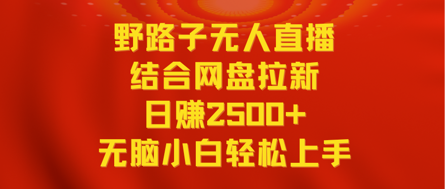 （9025期）无人直播野路子结合网盘拉新，日赚2500+多平台变现，小白无脑轻松上手操作-木木源码网