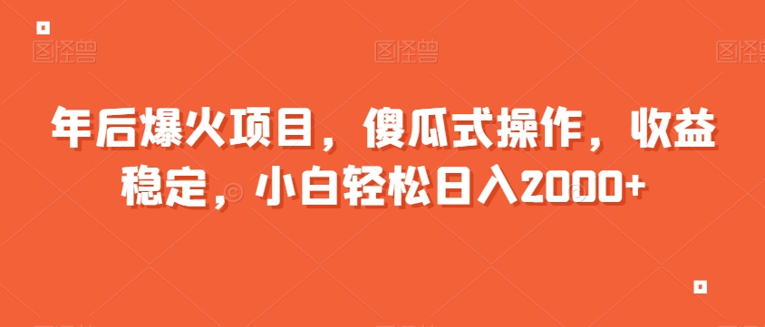 年后爆火项目，傻瓜式操作，收益稳定，小白轻松日入2000+-中赚微课堂-木木源码网