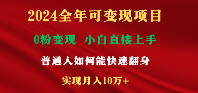 （9045期）2024全年可变现项目，一天收益至少2000+，小白上手快，普通人就要利用互…-木木源码网