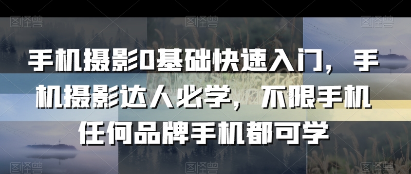 手机摄影0基础快速入门，手机摄影达人必学，不限手机任何品牌手机都可学-中赚微课堂-木木源码网