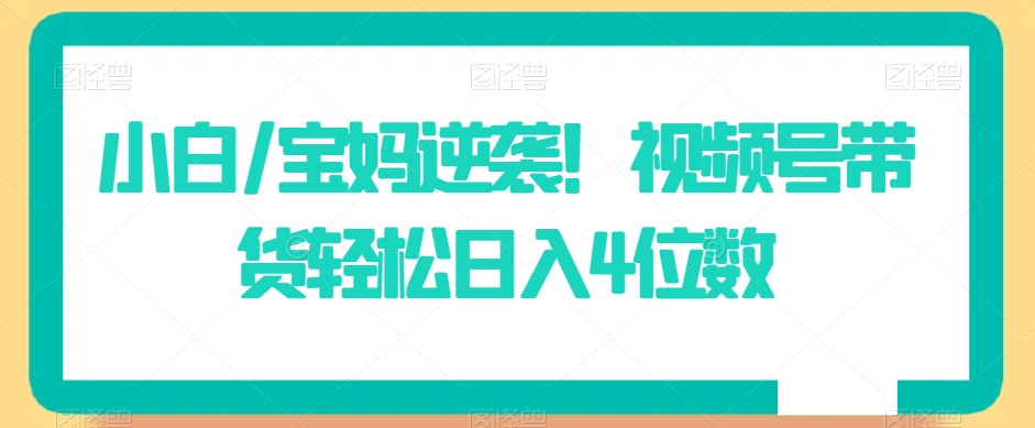 小白/宝妈逆袭！视频号带货轻松日入4位数【揭秘】-中赚微课堂-木木源码网