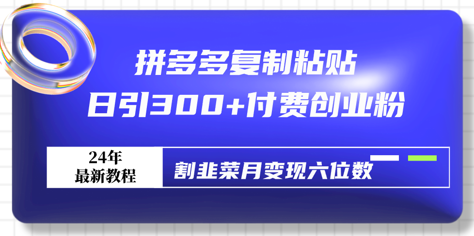 （9129期）拼多多复制粘贴日引300+付费创业粉，割韭菜月变现六位数最新教程！-木木源码网