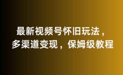 最新视频号怀旧玩法，多渠道变现，保姆级教程-中赚微课堂-木木源码网