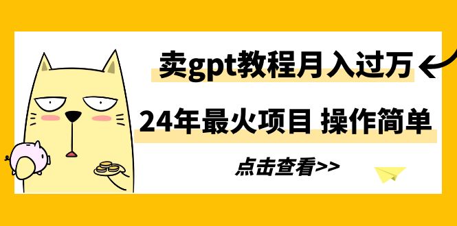 （9180期）24年最火项目，卖gpt教程月入过万，操作简单-木木源码网