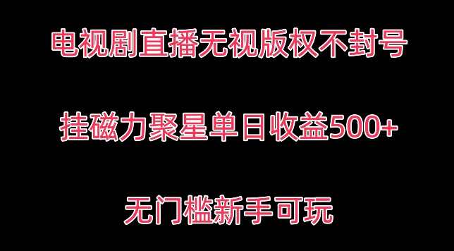 电视剧直播无视版权不封号，挂磁力聚星单日收益500+,无门槛新手可玩-中赚微课堂-木木源码网