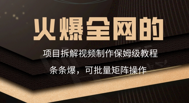 火爆全网的项目拆解类视频如何制作，条条爆，保姆级教程-中赚微课堂-木木源码网