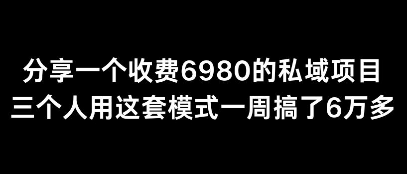 分享一个外面卖6980的私域项目三个人用这套模式一周搞了6万多【揭秘】-中赚微课堂-木木源码网