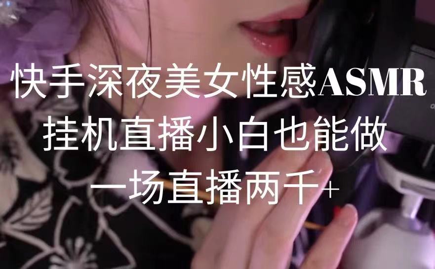 （9243期）快手深夜美女性感ASMR挂机直播，小白也能做，一场直播两千+-木木源码网