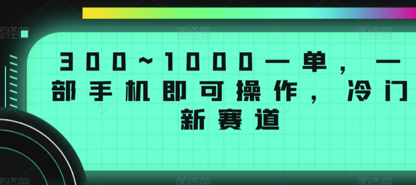 300~1000一单，一部手机即可操作，冷门新赛道-中赚微课堂-木木源码网