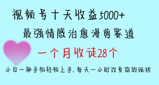 十天收益5000+，多平台捞金，视频号情感治愈漫剪，一个月收徒28个，小白一部手机轻松上手【揭秘】-中赚微课堂-木木源码网