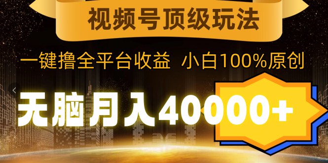 （9281期）视频号顶级玩法，无脑月入40000+，一键撸全平台收益，纯小白也能100%原创-木木源码网