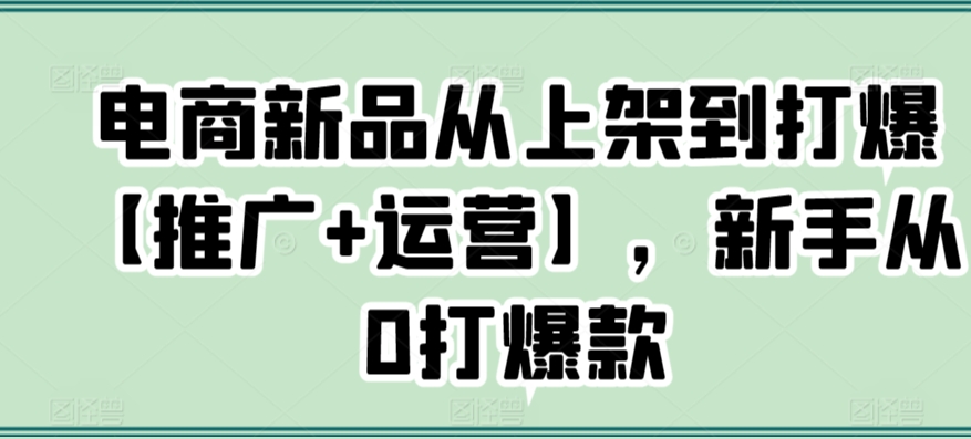 电商新品从上架到打爆【推广+运营】，新手从0打爆款-中赚微课堂-木木源码网