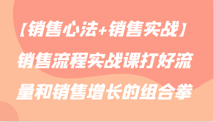 【市场销售心决 市场销售实战演练】销售管理流程实战演练课做好流量业务增长的组合策略-木木源码网