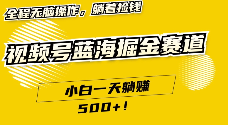 视频号蓝海小众赛道，小白一天躺赚500+，全程无脑操作，保姆式教学-中赚微课堂-木木源码网