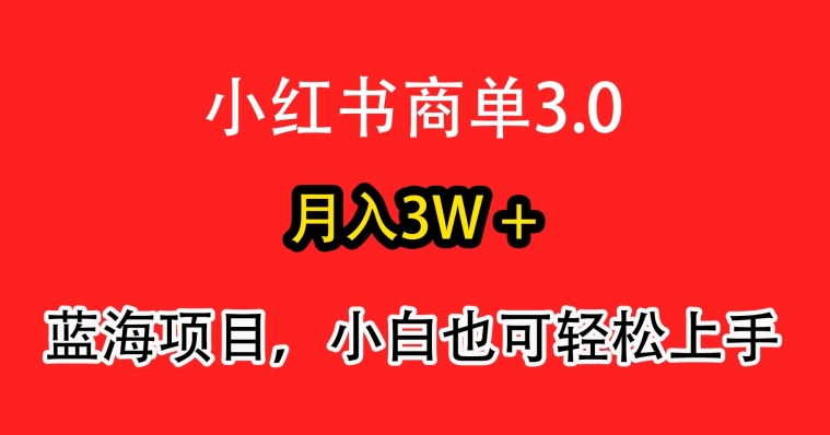 小红书商单3.0，月入3w+，蓝海项目，小白轻松上手-中赚微课堂-木木源码网