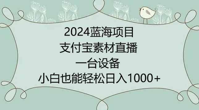 2024年蓝海项目，支付宝素材直播，无需出境，小白也能日入1000+ ，实操教程【揭秘】-中赚微课堂-木木源码网