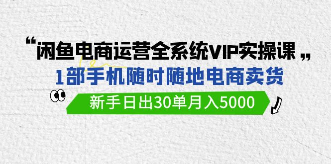 （9547期）闲鱼电商运营全系统VIP实战课，1部手机随时随地卖货，新手日出30单月入5000-木木源码网