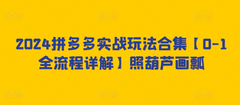 2024拼多多实战玩法合集【0-1全流程详解】照葫芦画瓢-中赚微课堂-木木源码网