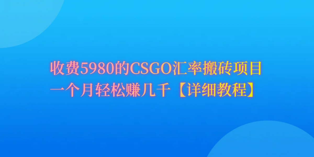 （9776期）CSGO装备搬砖，月综合收益率高达60%，你也可以！-木木源码网