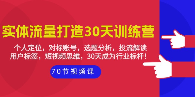 （9782期）实体-流量打造-30天训练营：个人定位，对标账号，选题分析，投流解读-70节-木木源码网